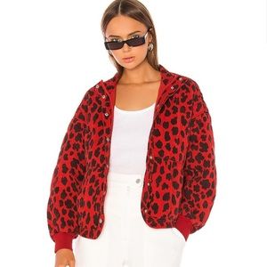 Blank NYC Red and black leopard jacket small